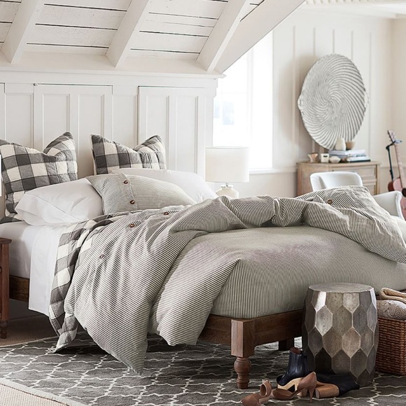 Pottery Barn Bedding Pottery Barn Wheaton Striped Linencotton Duvet